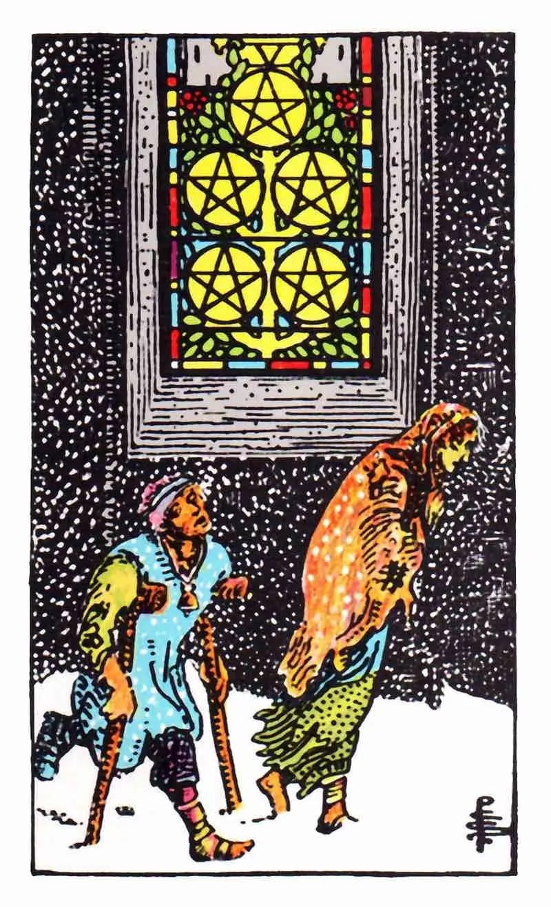 Love Tarot and The Five Of Pentacles Card The Love Tarot min
