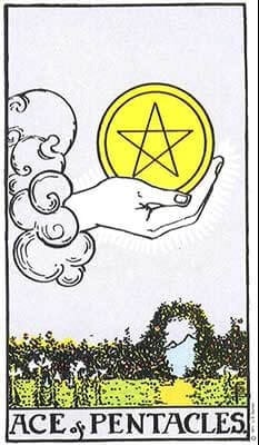 Tarot Card Meanings of the Ace of Pentacles in a Tarot Reading min